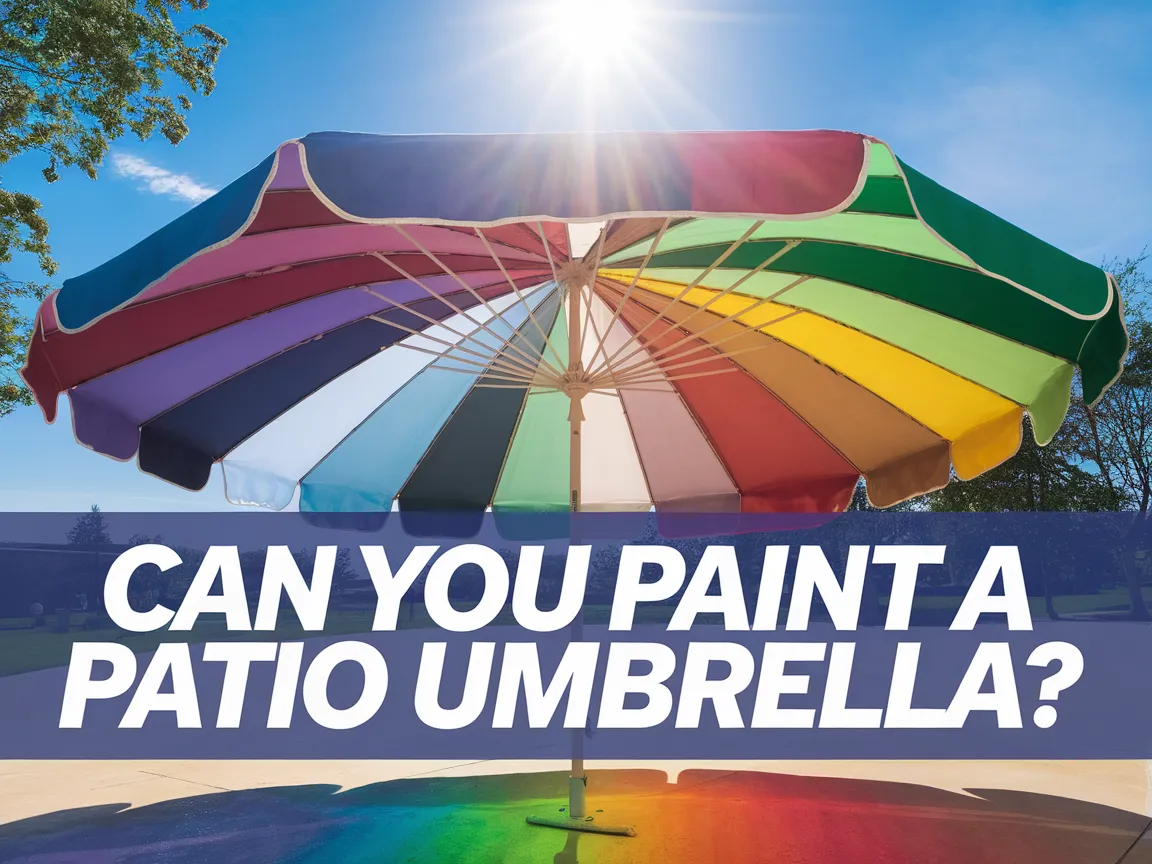 Colorful patio umbrella under sunlight, illustrating the concept of painting patio umbrellas.