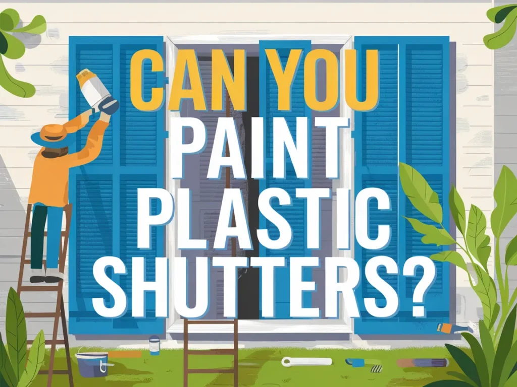 Illustration of a person painting plastic shutters, answering the question of if painting is possible.