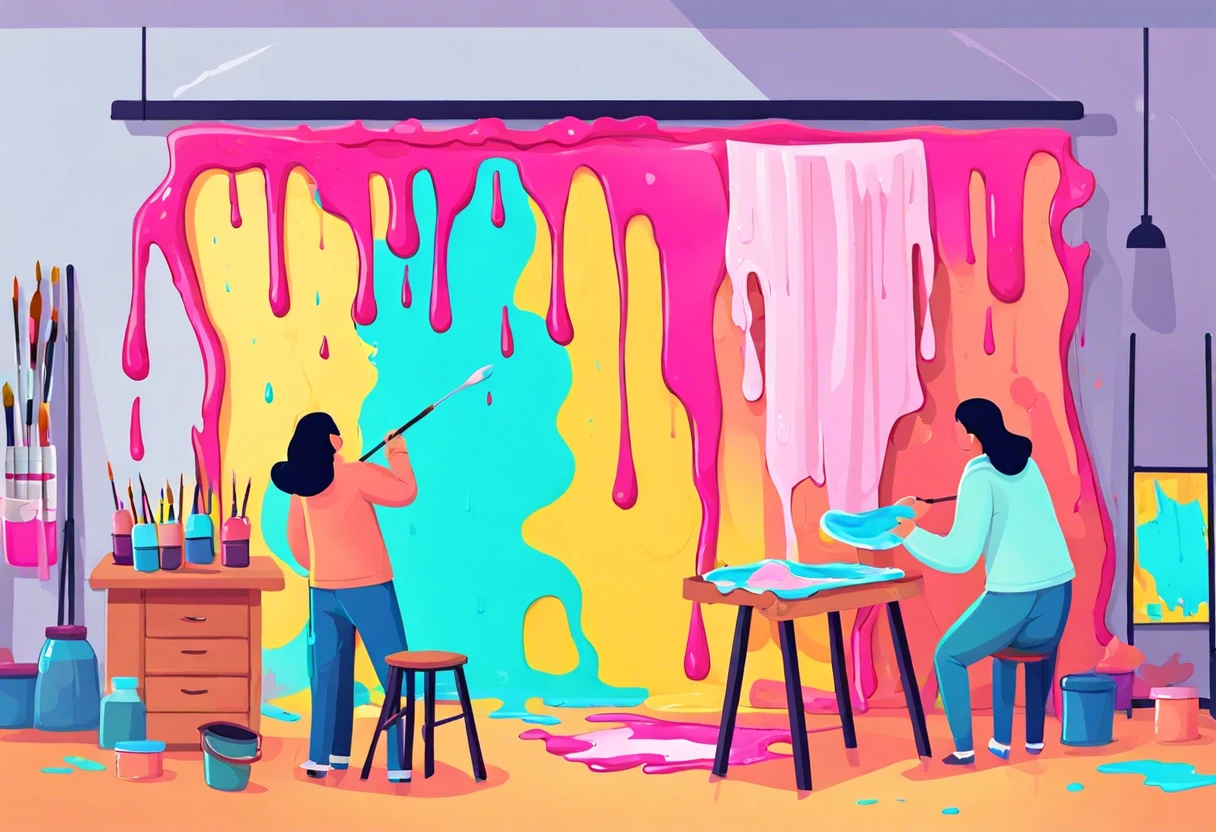 Illustration of a person applying paint remover on a wall, highlighting the effects of leaving it on for too long.