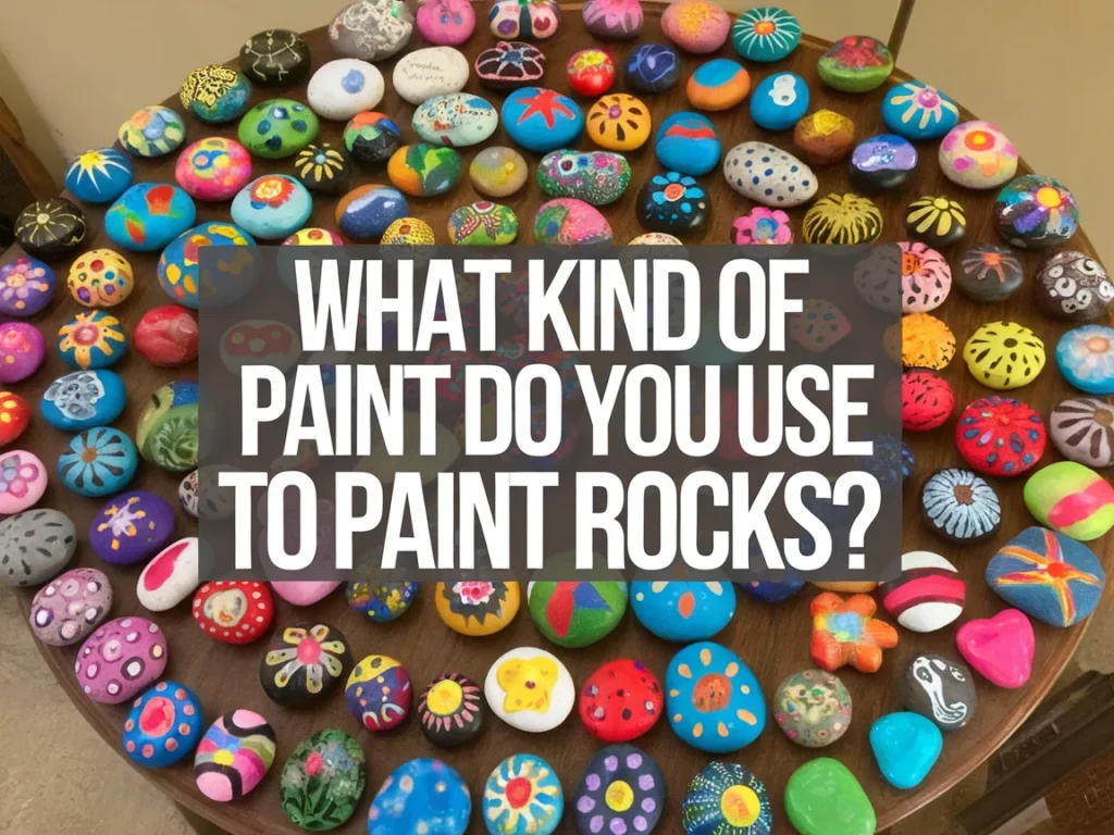 Colorful painted rocks showcasing various paint types used for rock painting