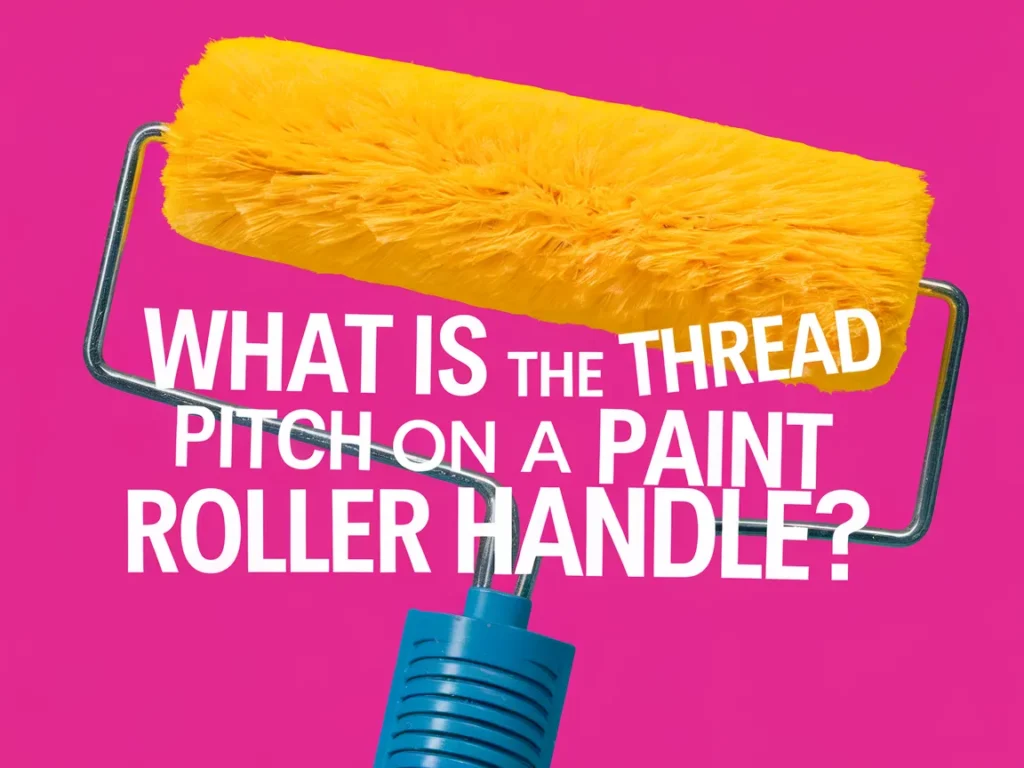 Close-up of a paint roller demonstrating the thread pitch on a paint roller handle