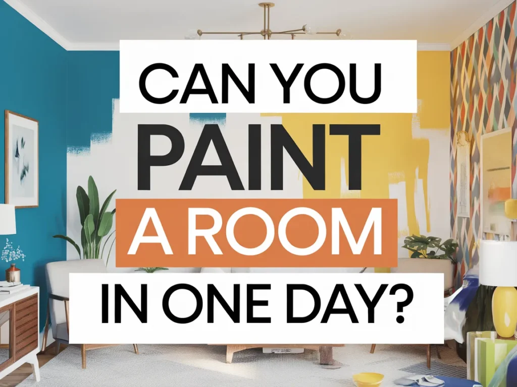 Colorful room interior with a question about painting a room in one day.