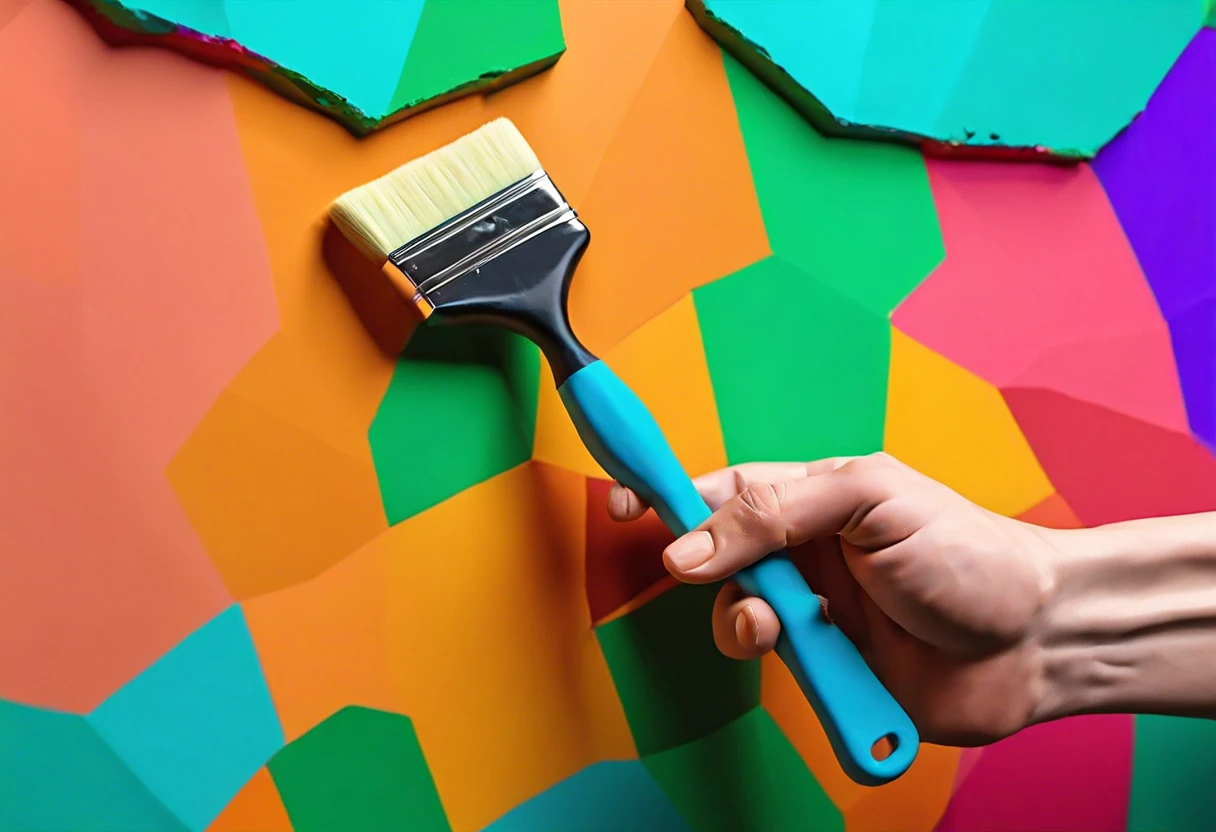 Person Using a Brush to Remove Paint Sample from Wall