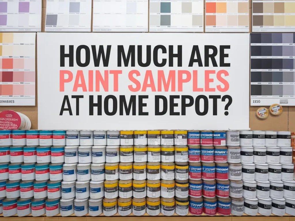 Display of paint samples at Home Depot showcasing the question on pricing
