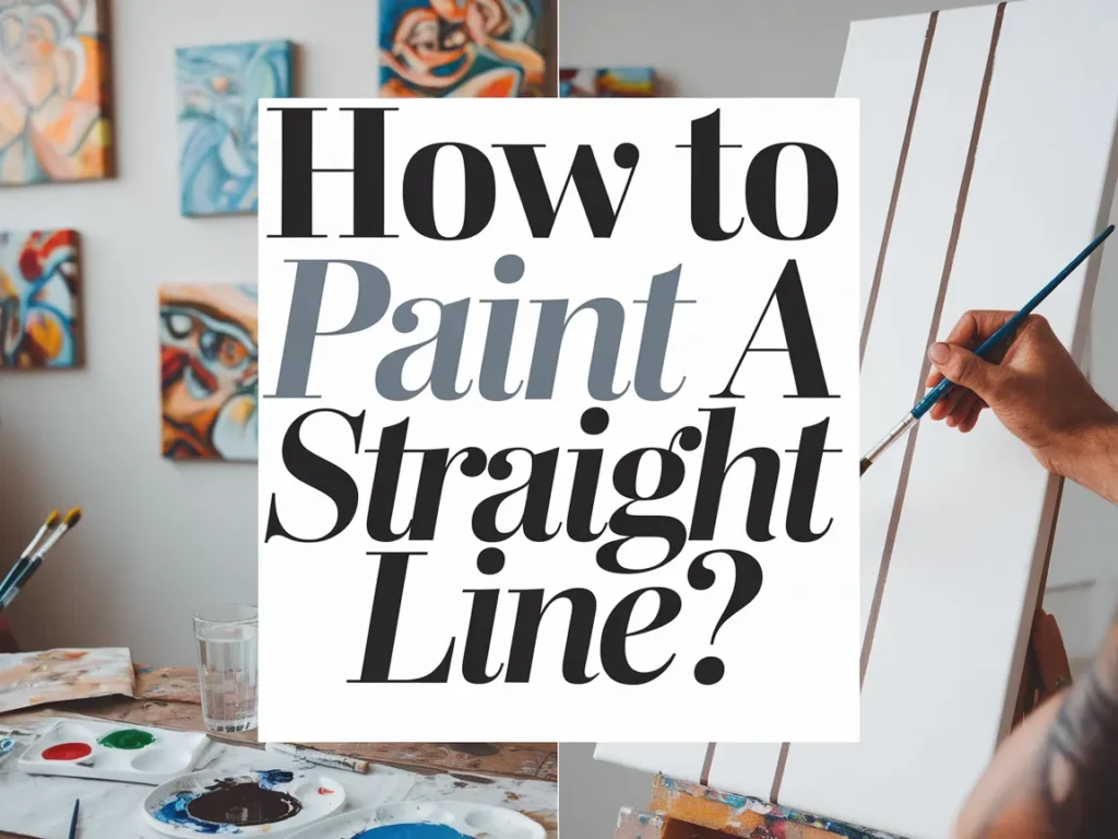 An artist demonstrating the technique to paint a straight line on canvas.