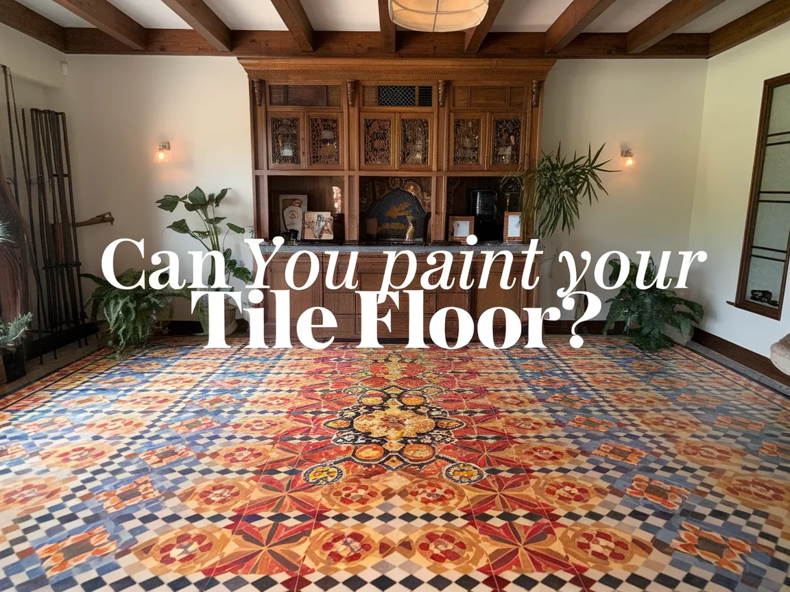 Colorful tile floor with a decorative pattern, showcasing the potential of painted tile floors.