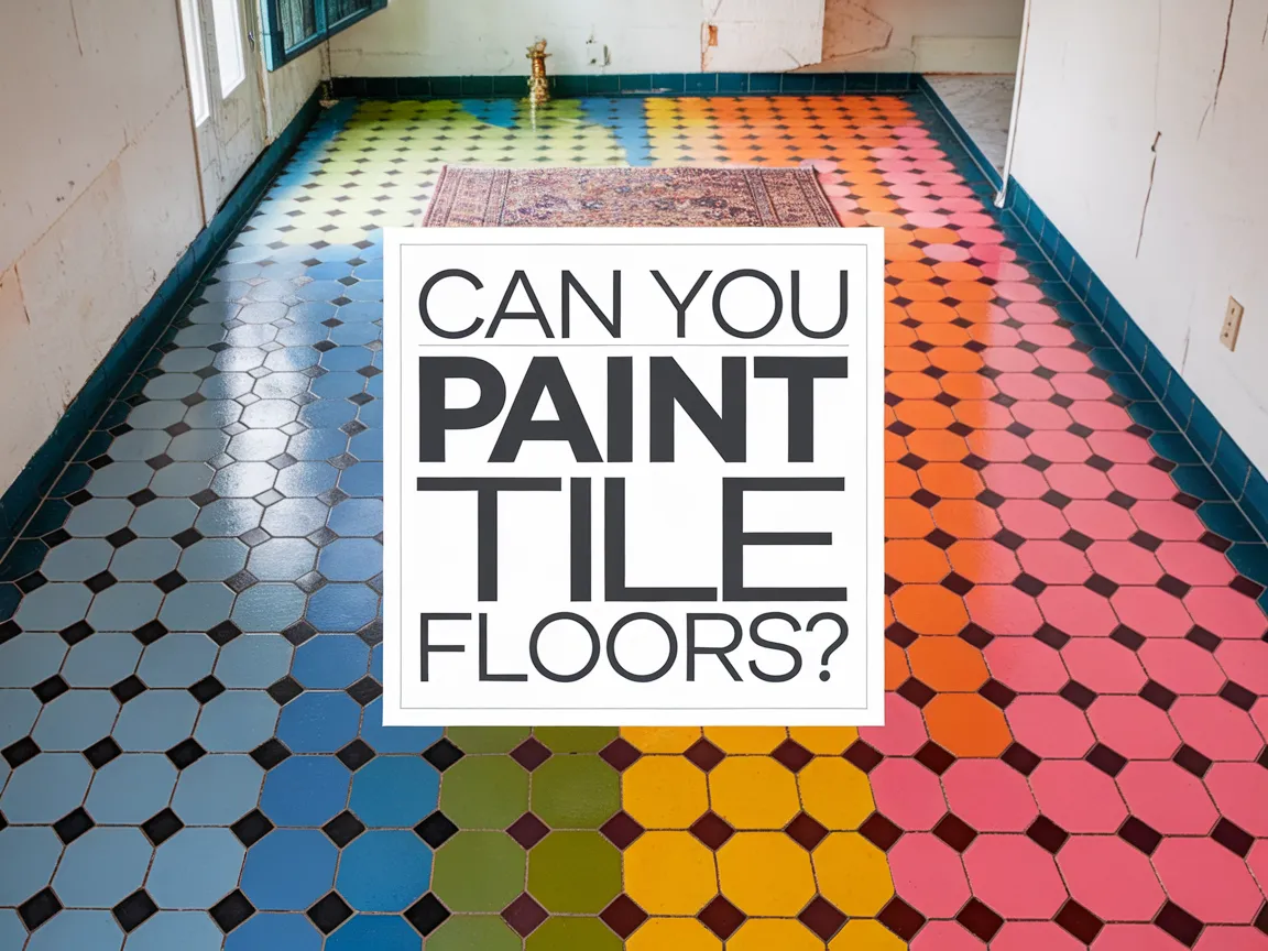 Colorful painted tile flooring showcasing a unique design.