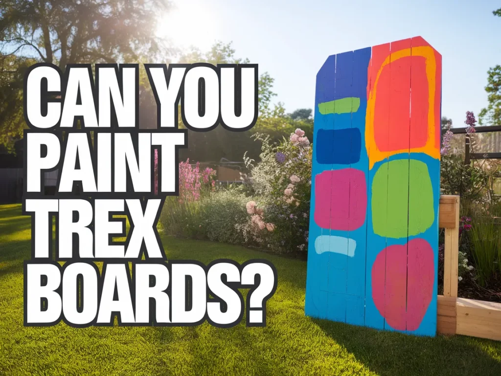 Colorful painted Trex boards in a garden setting, showcasing the painting possibilities for Trex decking.