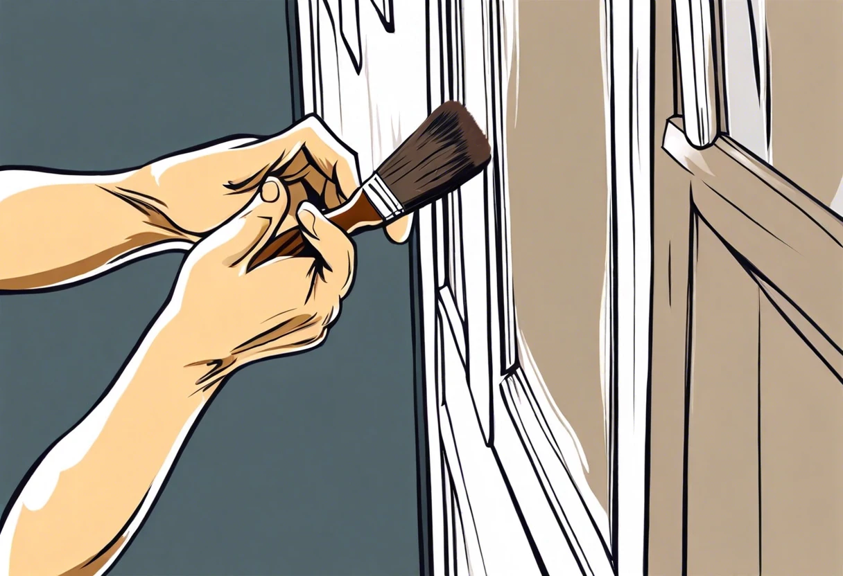 Person painting vinyl siding on a home with a brush, demonstrating the process of painting vinyl siding.