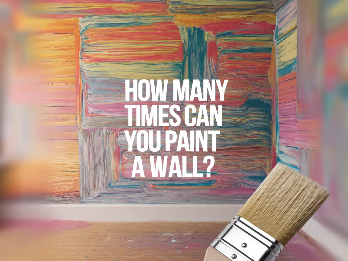 Colorful wall with paint brush, illustrating how many times you can paint a wall.