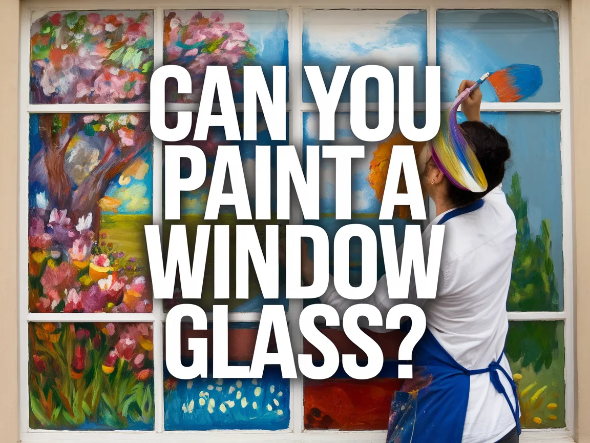 Person painting a colorful scene on a window glass, exploring the concept of painting window glass.