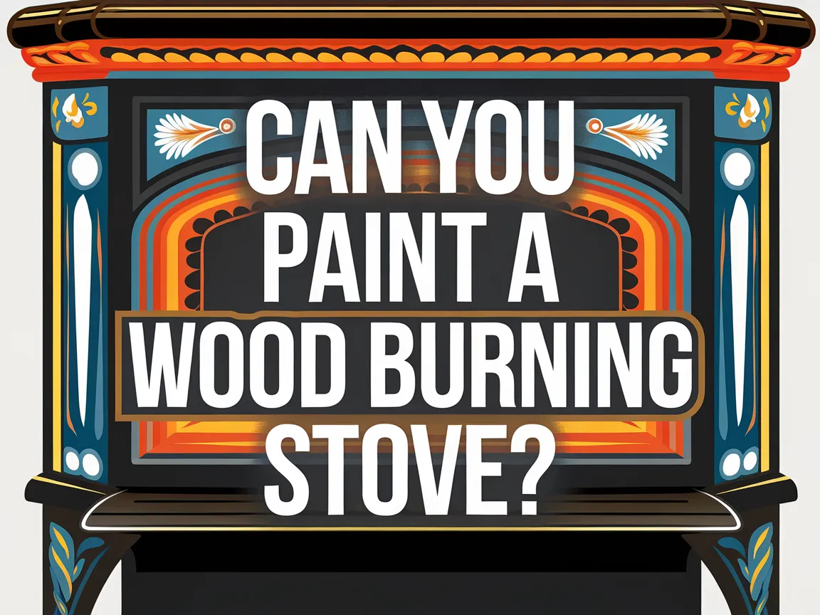 A decorative and colorful wood burning stove with the question 'Can You Paint A Wood Burning Stove?'
