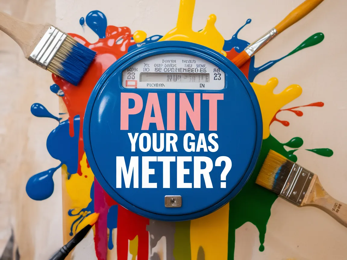 Colorful gas meter with brushes, exploring if you can paint your gas meter.