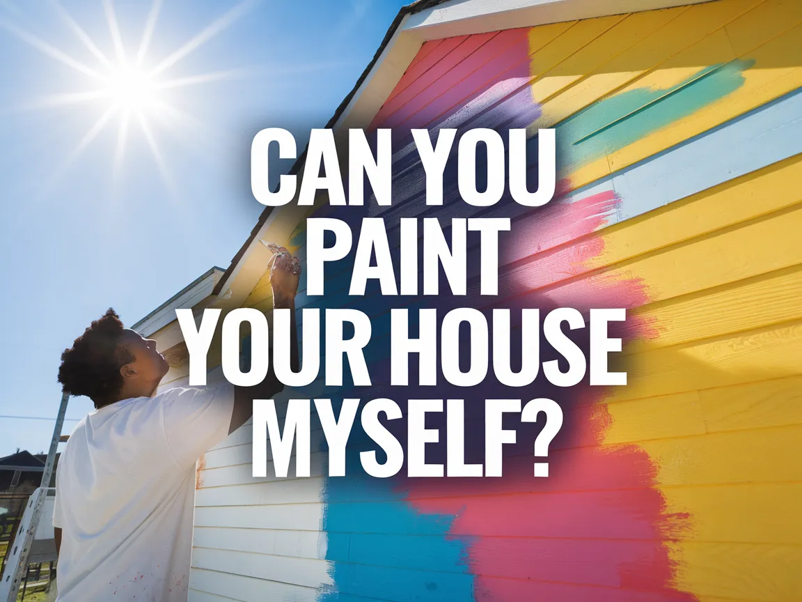 Person painting a house with colorful stripes, illustrating DIY house painting.