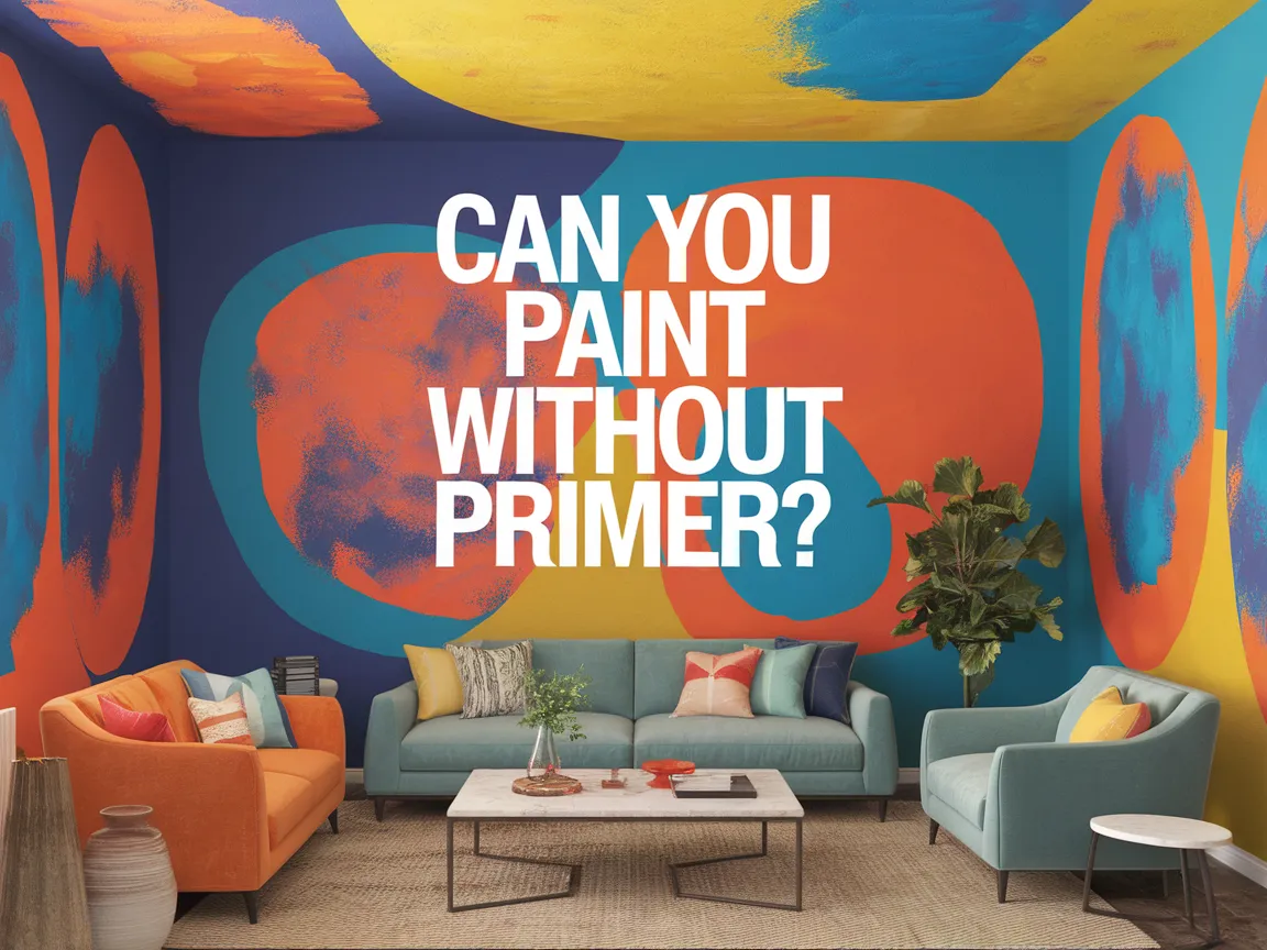 A colorful living room illustrating the question 'Can You Paint Without Primer?' with vibrant wall colors.