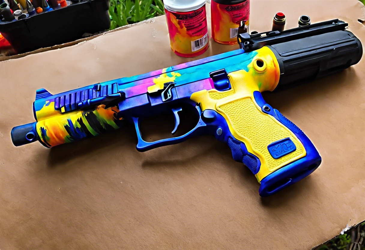 Vibrantly painted airsoft gun with a colorful design