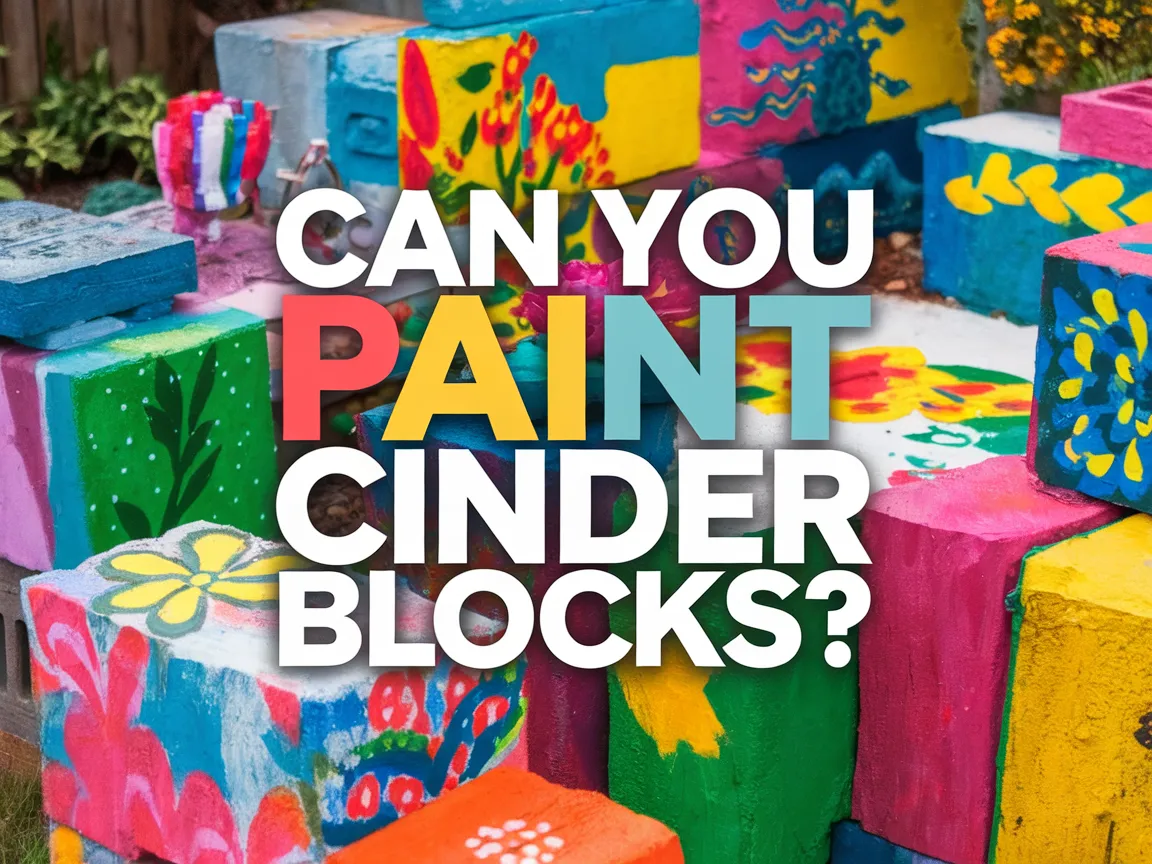 Colorfully painted cinder blocks showcasing various designs and flowers, illustrating the potential for painting cinder blocks.