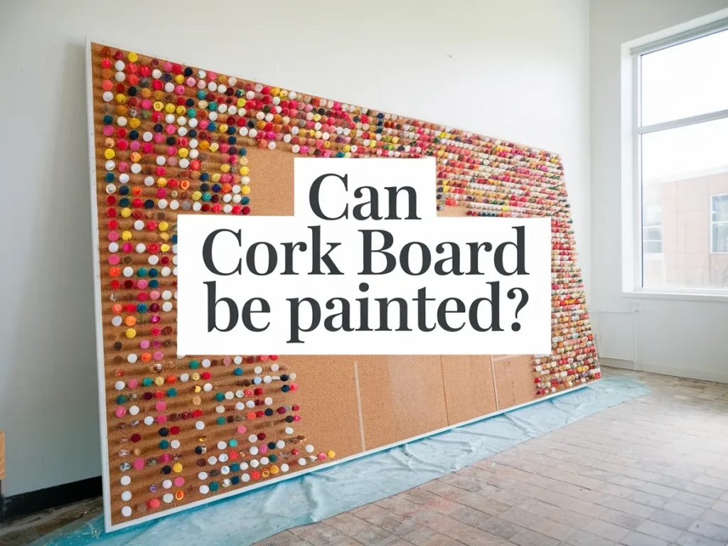 A colorful cork board display asking the question, 'Can Cork Board be painted?'