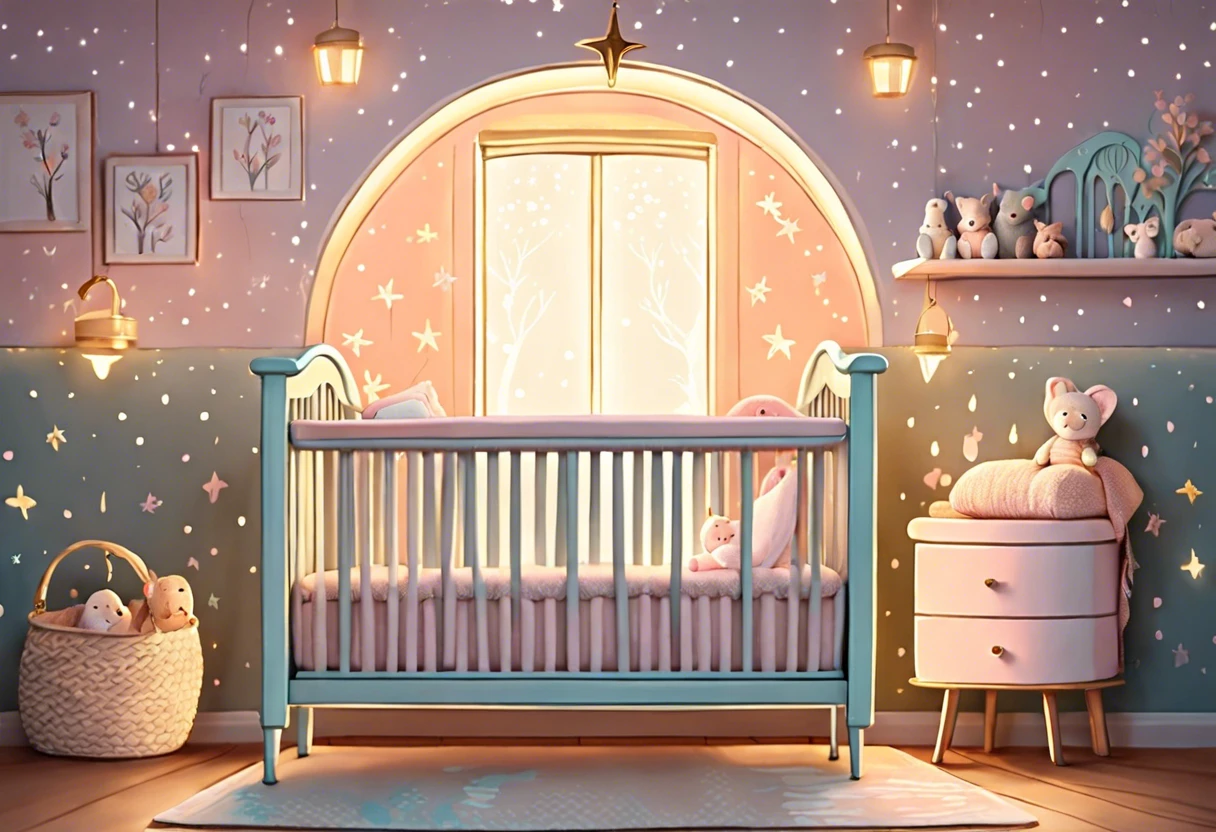 A beautifully painted crib in a cozy nursery, showcasing design options for painting a crib.