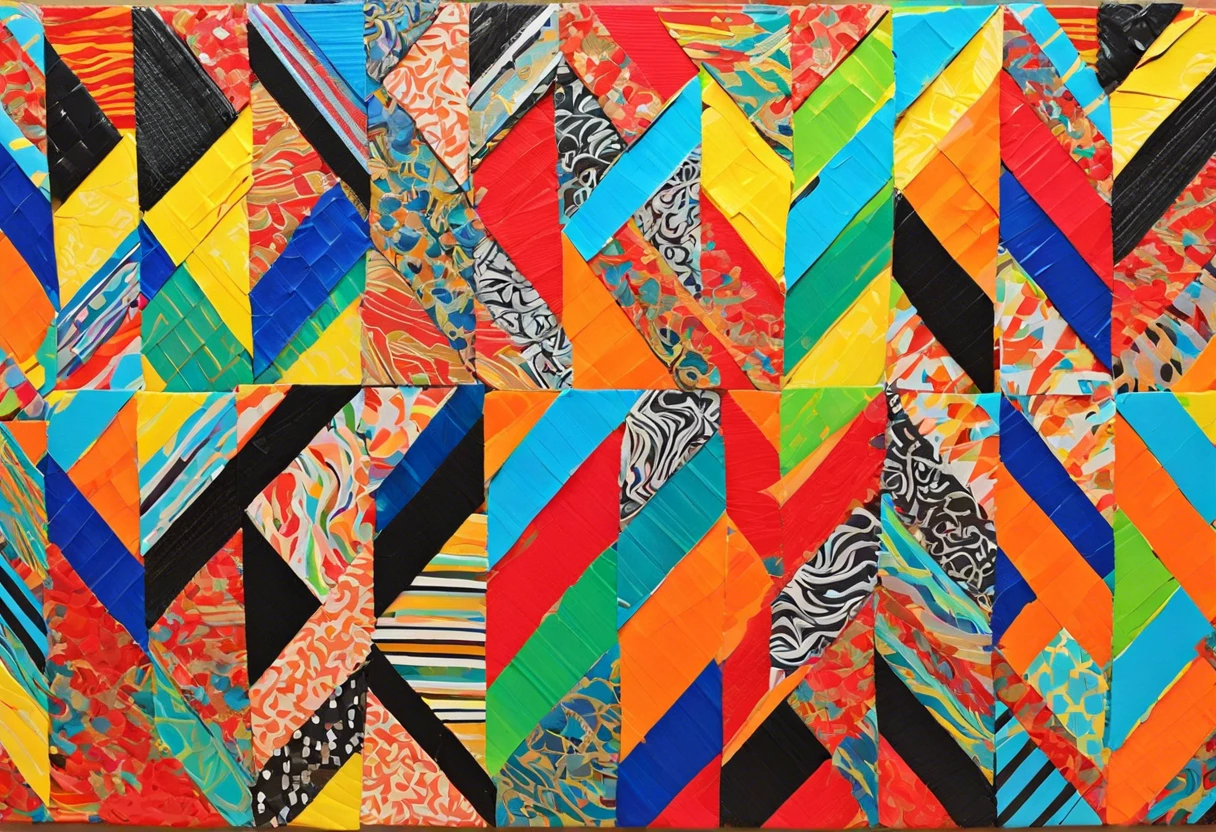 Vibrant and colorful patterns created on duct tape, showcasing the art of painting duct tape.