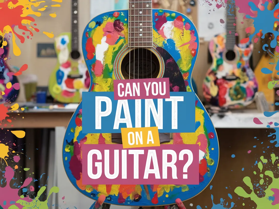 Colorful painted acoustic guitar showcasing artistic designs and patterns related to painting on guitars.