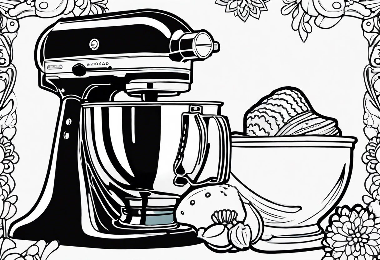 A KitchenAid mixer beside a bowl of ingredients, showcasing painting possibilities.