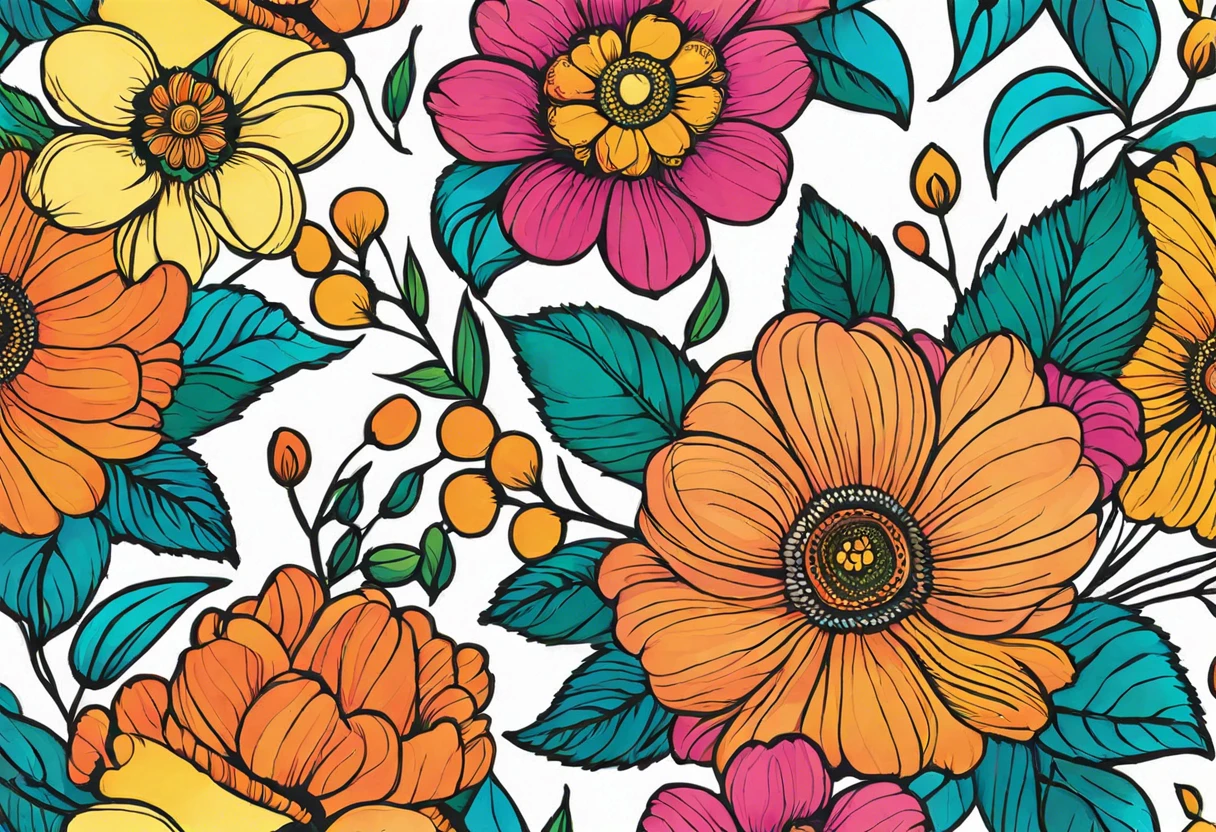 Colorful floral pattern for painting a lampshade