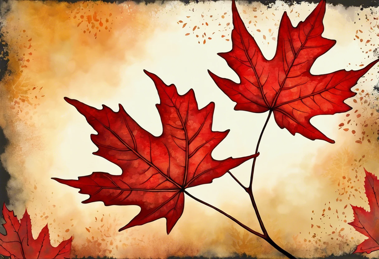 A beautifully painted red maple leaf, demonstrating techniques for painting a maple leaf.