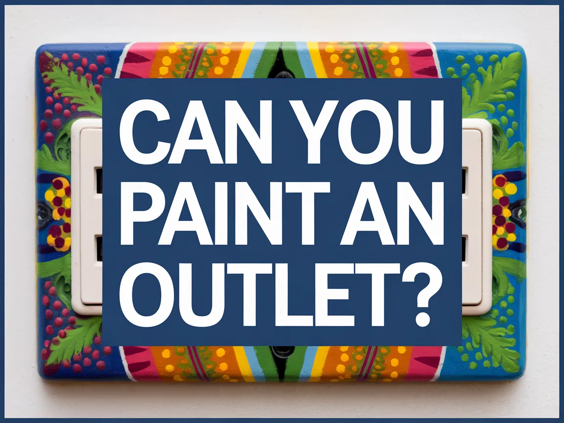 Colorfully painted electrical outlet with the question, 'Can you paint an outlet?'