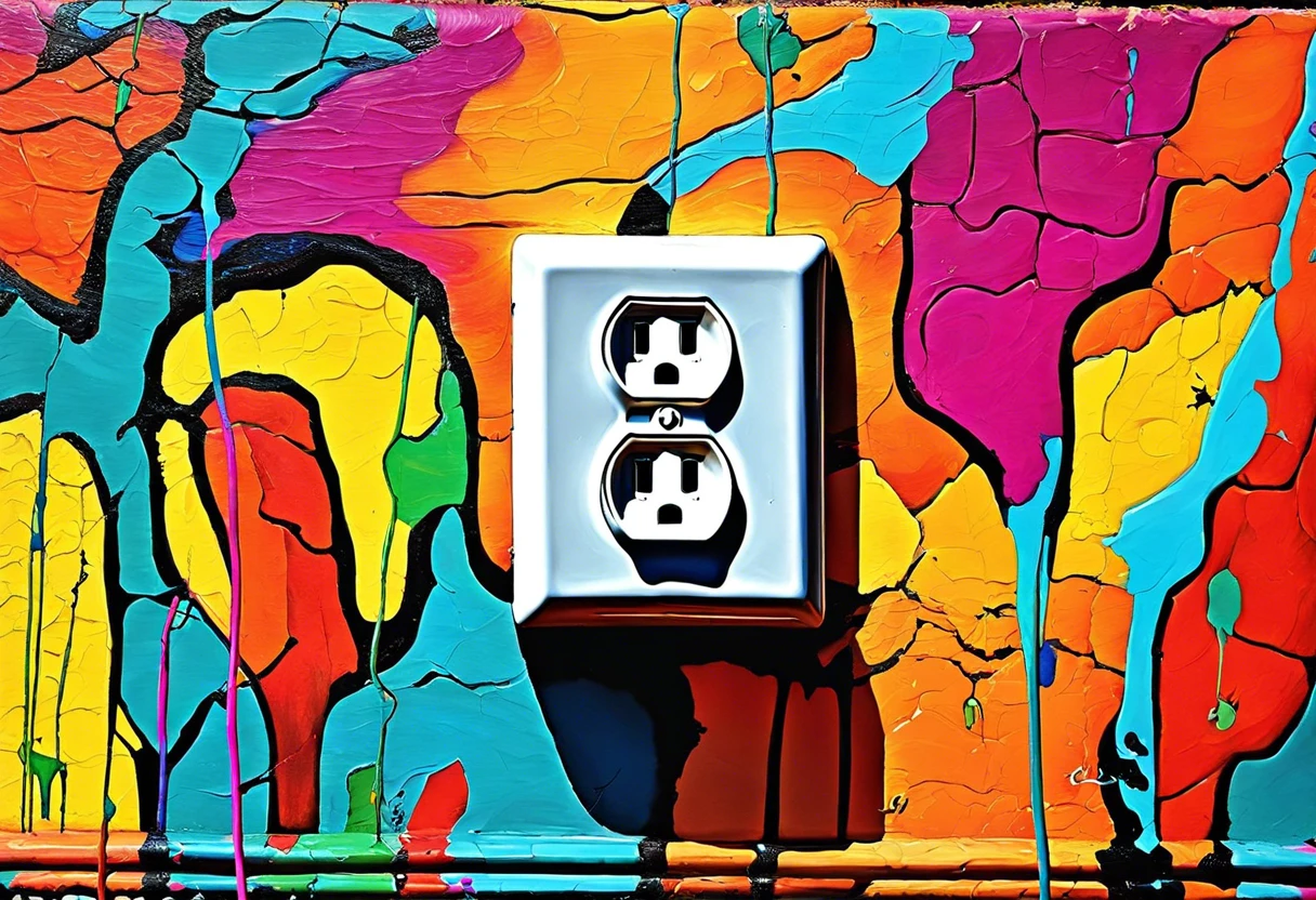 Colorful painted outlet on a vibrant mural background related to painting outlets