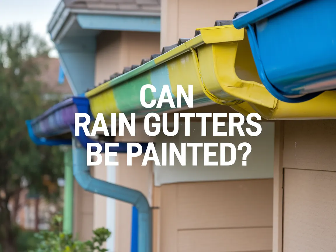 Image showing different colored painted rain gutters on a house