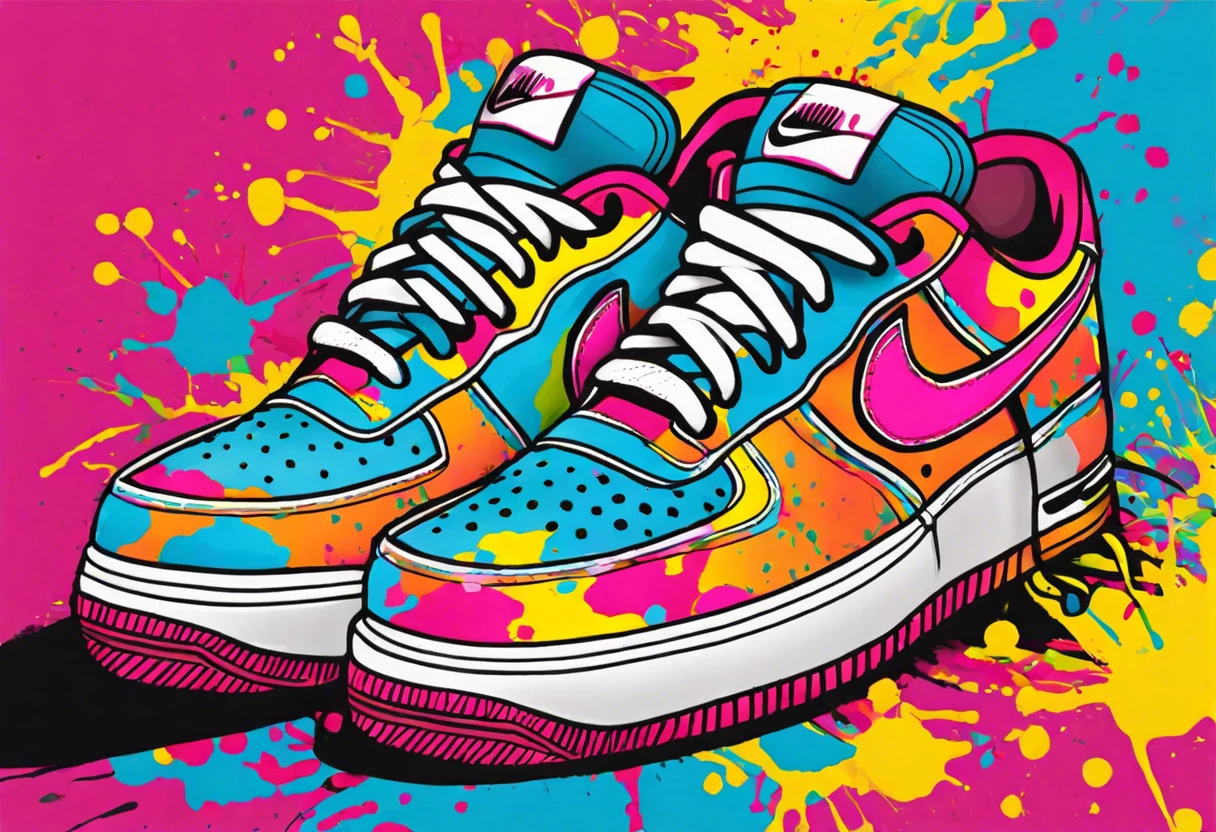 Vibrantly painted sneakers showcasing suitable paint options for shoes