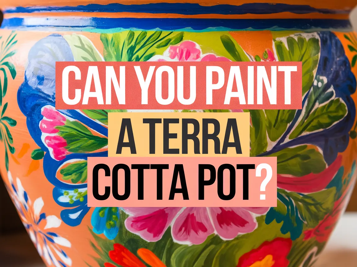 Vibrant painted design on a terra cotta pot demonstrating creative painting techniques.