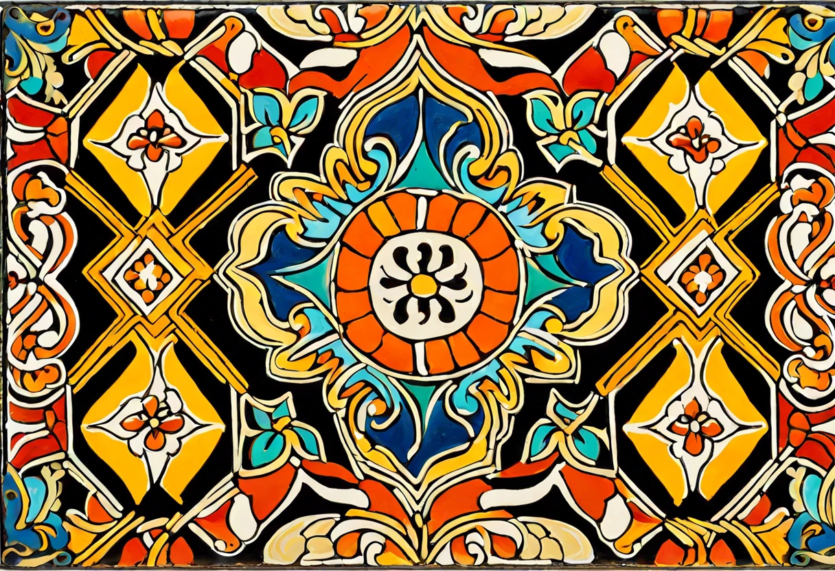 Colorful painted tile floor showcasing vibrant patterns and designs, ideal for home renovation.