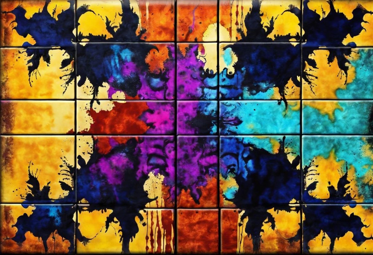 Colorful abstract design on tiles demonstrating how you can paint tiles.