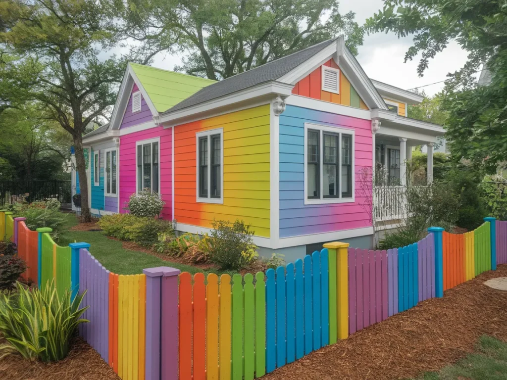 Brightly painted vinyl siding on a home showcasing color transformation.