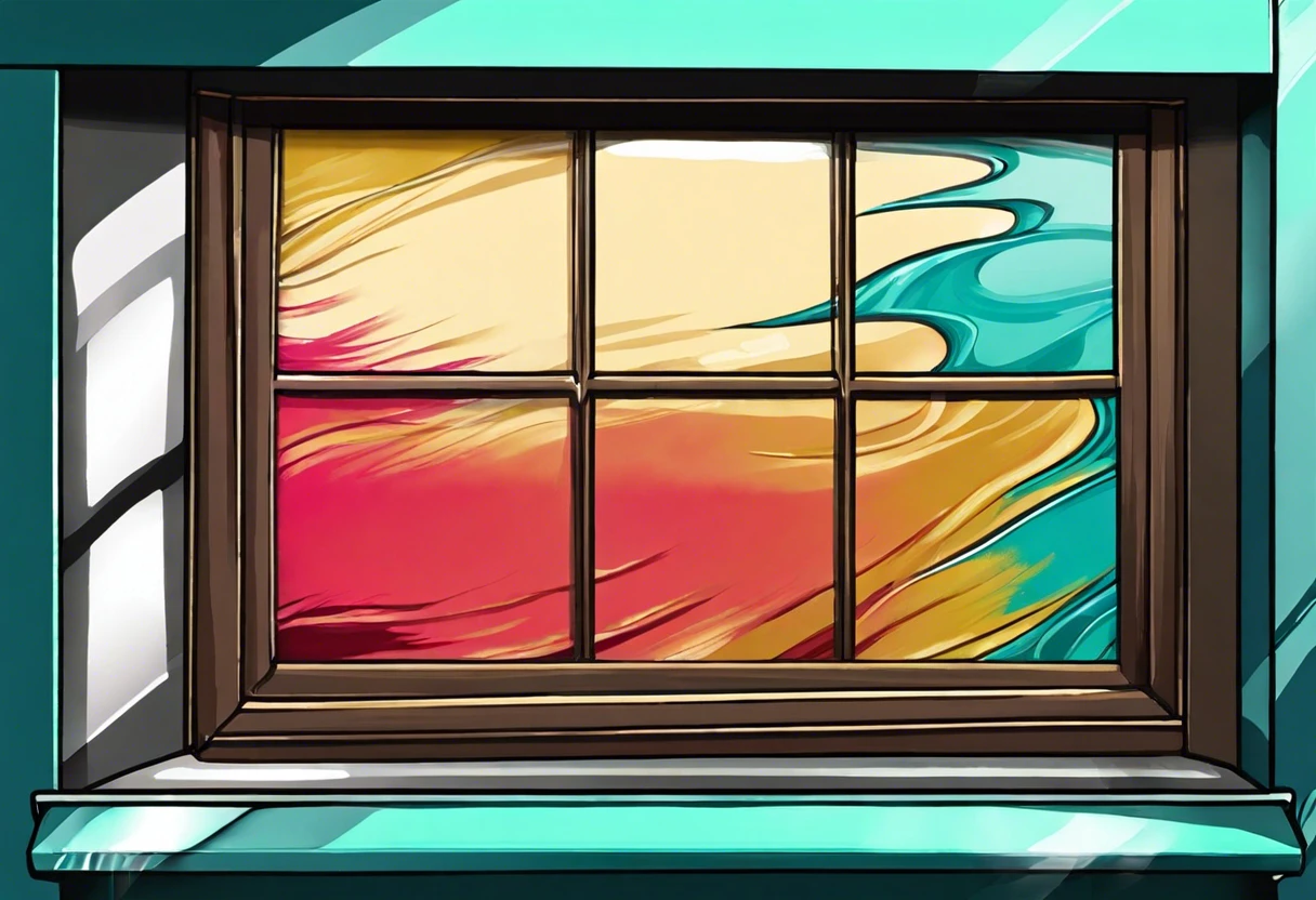 A colorful vinyl window showing a mix of vibrant paint, illustrating the concept of painting vinyl windows.