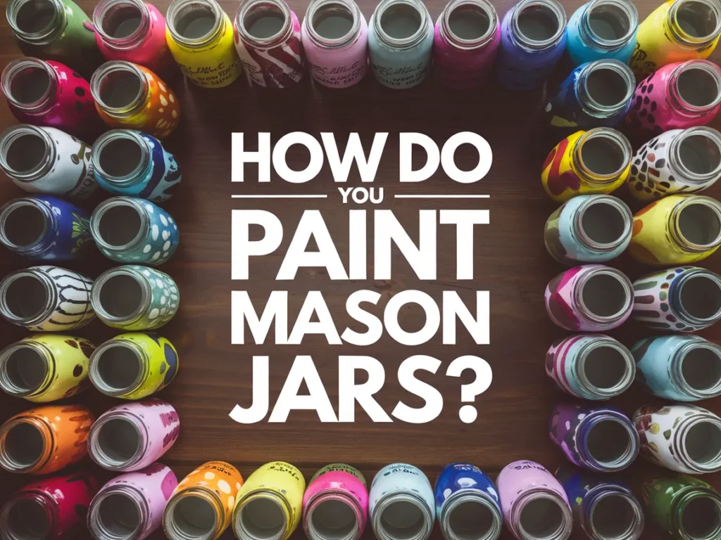 Colorful painted mason jars in various designs and patterns for DIY projects