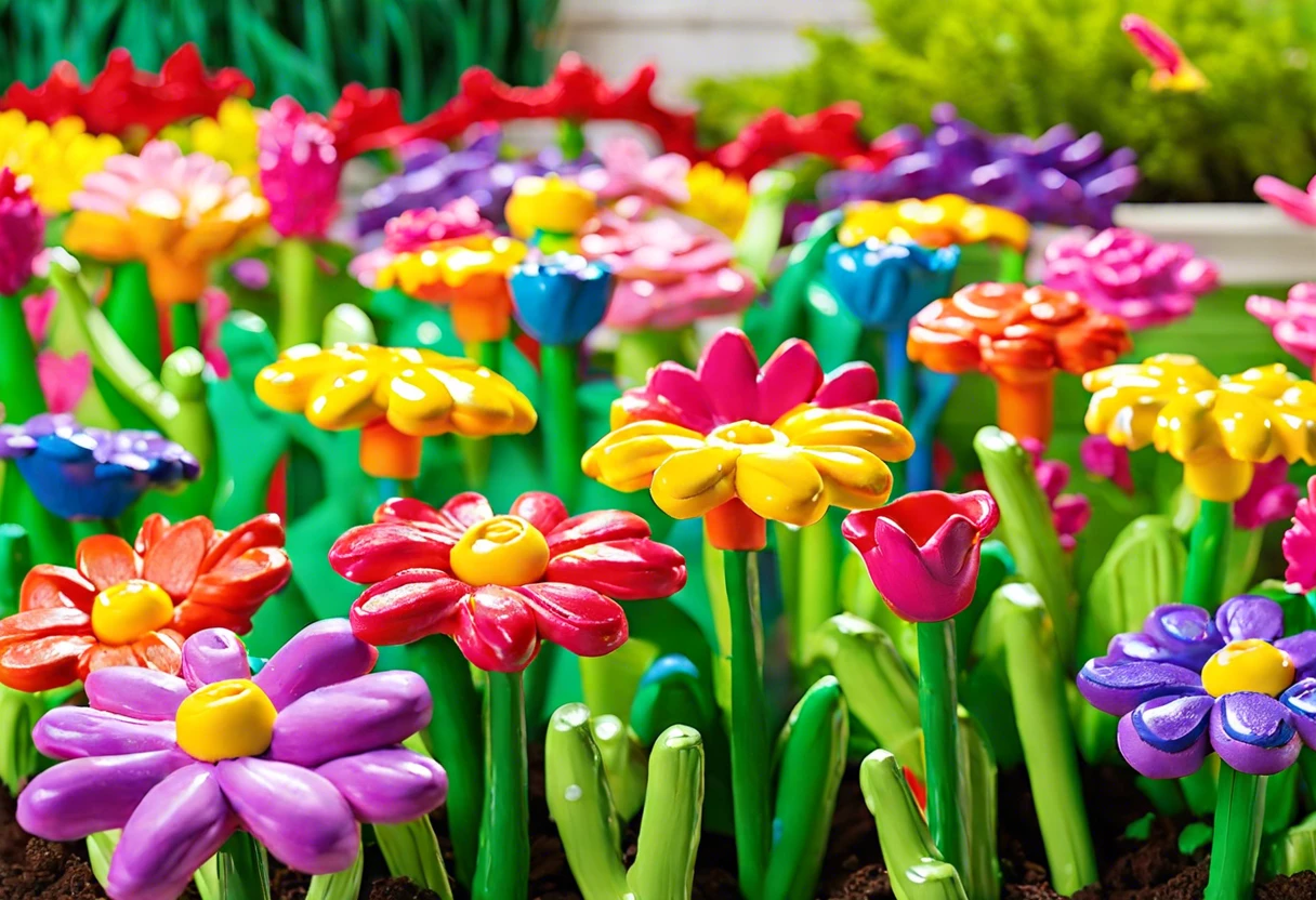 Colorful painted flowers made from Crayola Model Magic