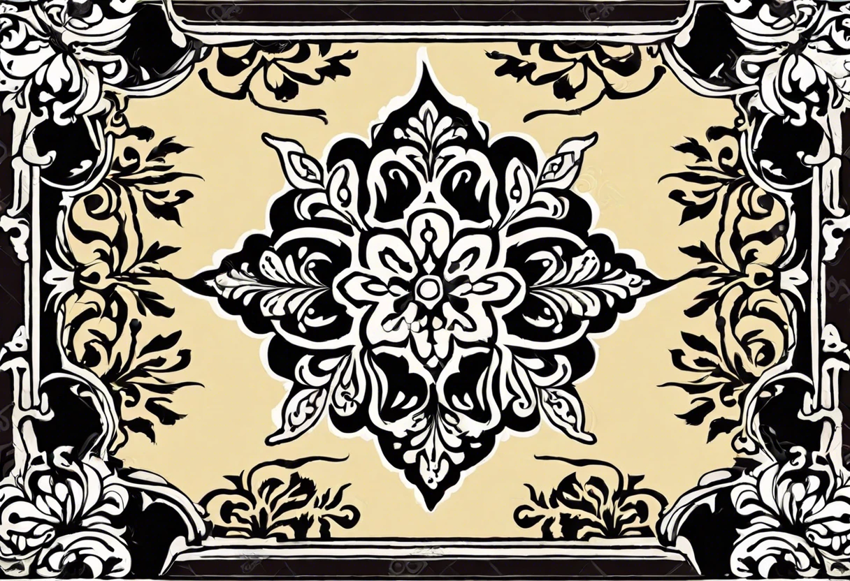 A decorative tile design featuring black and white floral patterns, demonstrating the potential for painting tiles.