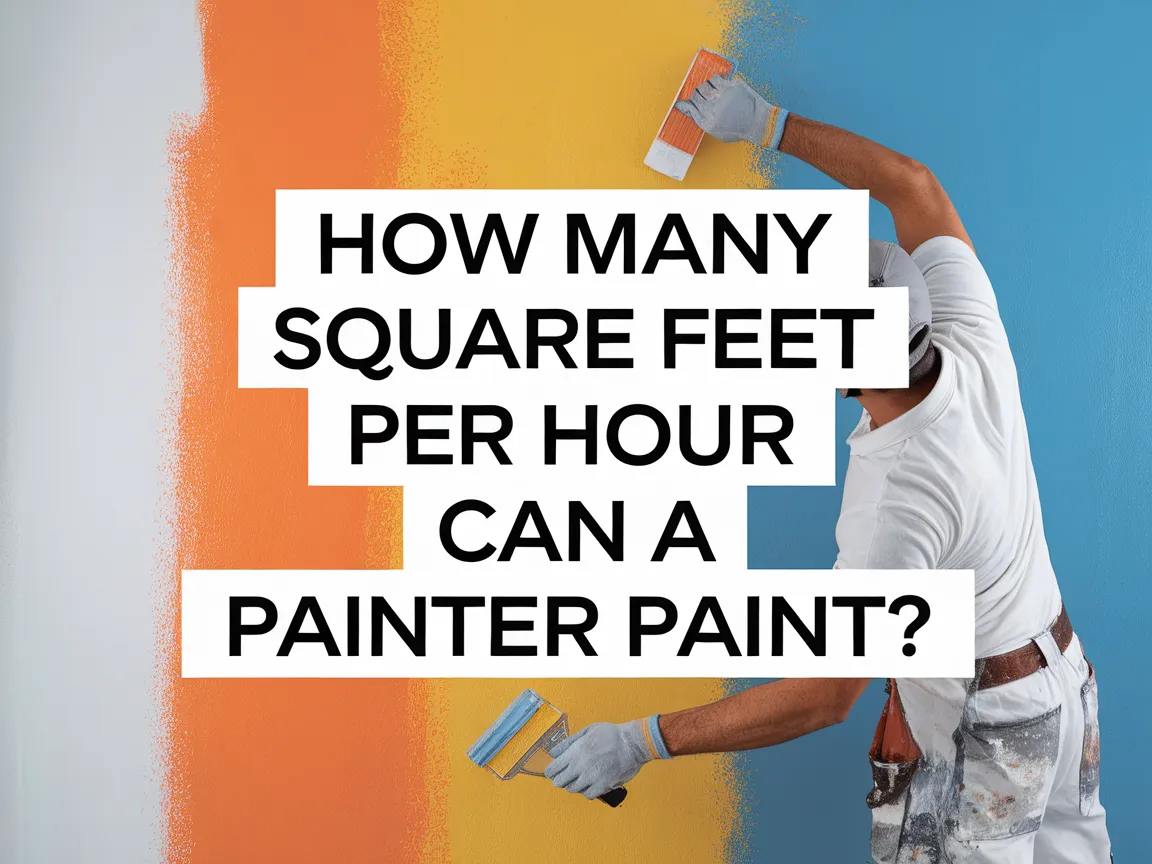 Painter measuring how many square feet per hour can be painted on a wall