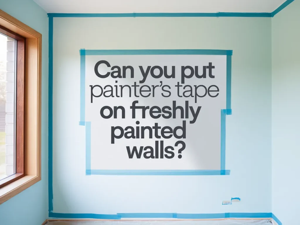 A wall with painter's tape applied, asking if you can put painter's tape on freshly painted walls.