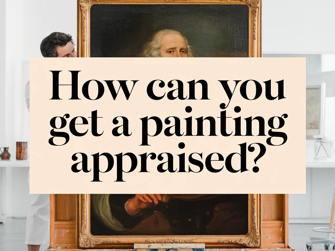 Person contemplating a painting for appraisal with a question about getting it appraised