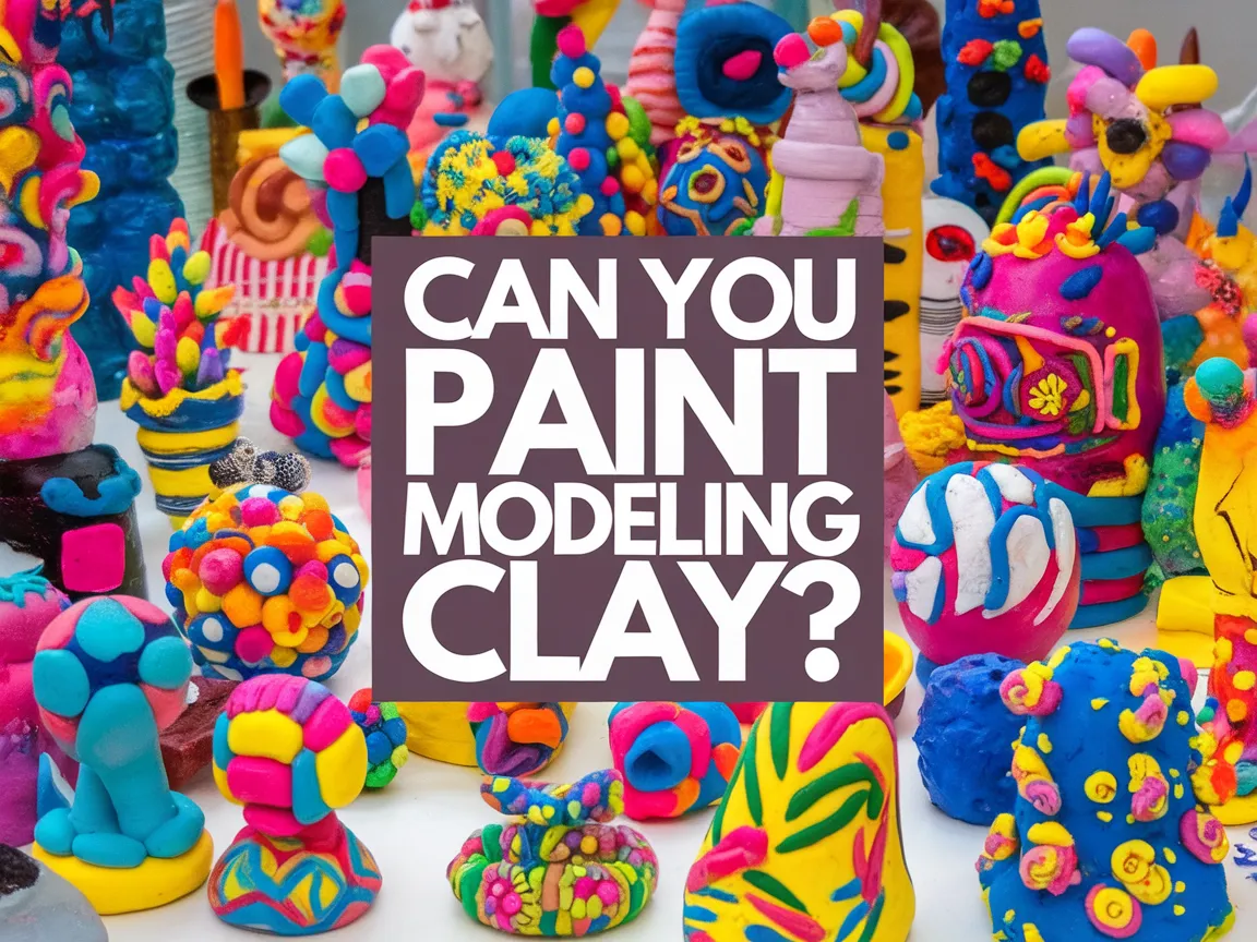 Colorful modeling clay sculptures ready for painting; exploring how to paint modeling clay.