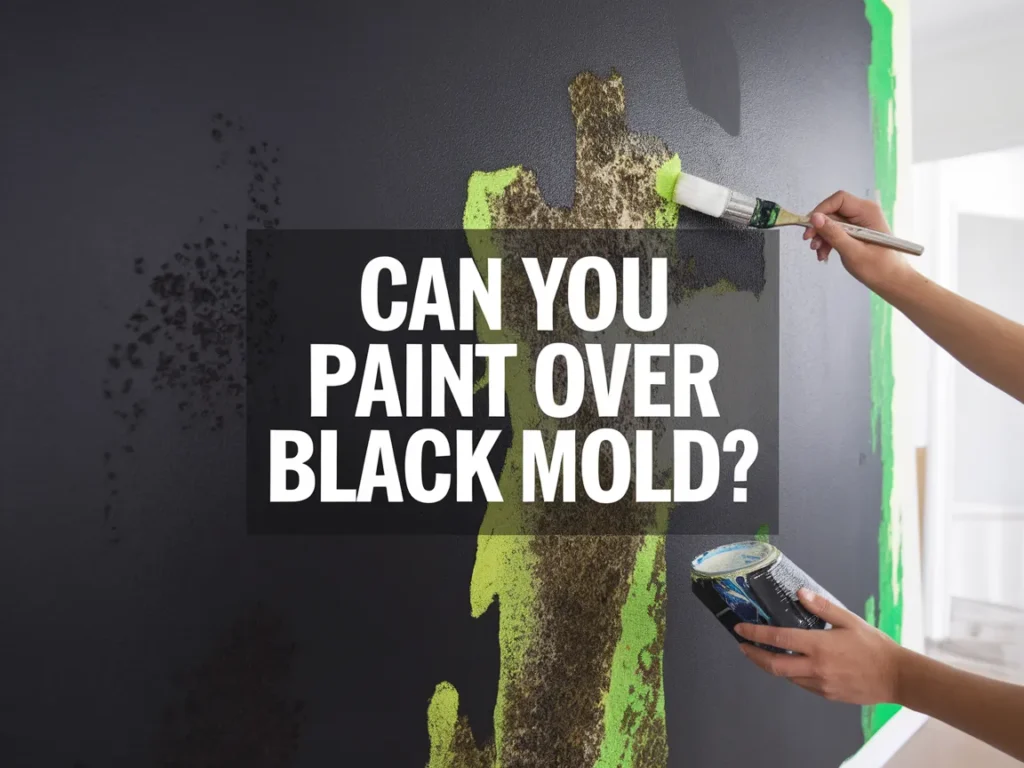 Person painting a wall with black mold, questioning if you can paint over black mold.