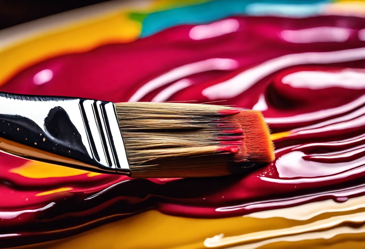 Brush applying polyurethane over painted surface