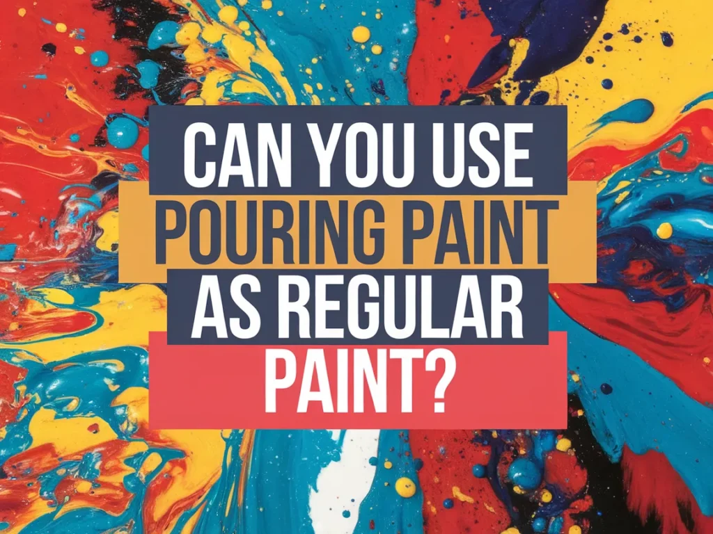 Colorful abstract design featuring pouring paint technique illustrating the question of using pouring paint as regular paint.