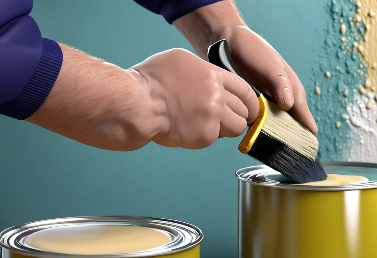 A person applying primer over paint with a brush, demonstrating the technique in home improvement.