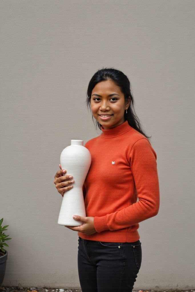 Isabella holding a vase