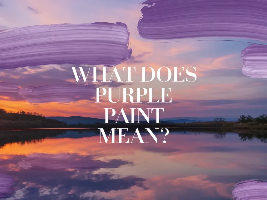 Beautiful sunset reflection with purple paint strokes showcasing the meaning of purple paint
